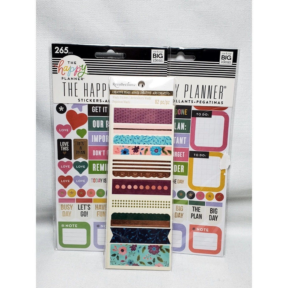 Happy Planner Sticker Lot 3 Packs + Washi Stickers Me & My Big Ideas New Planner